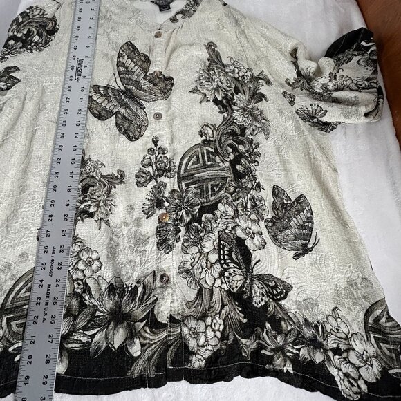 Citron Santa Monica Womens Tasteful Butterfly Art Silk Blouse Top 3X Silk Blend - Picture 9 of 9